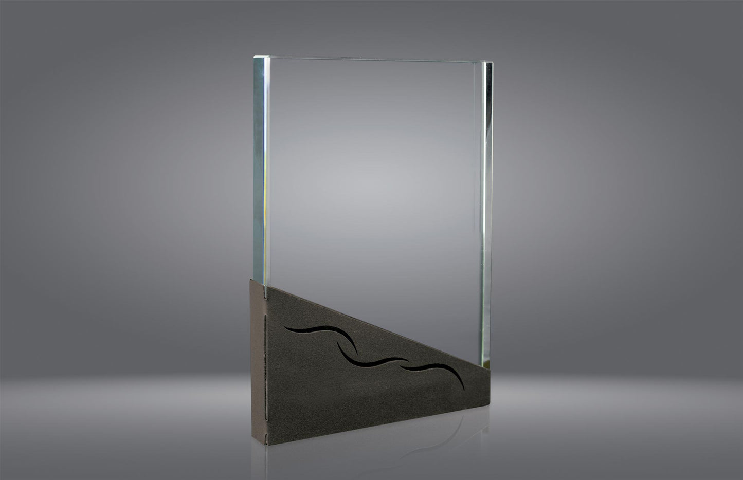 TROFEO DE CRISTAL CON DETALLE DE METAL