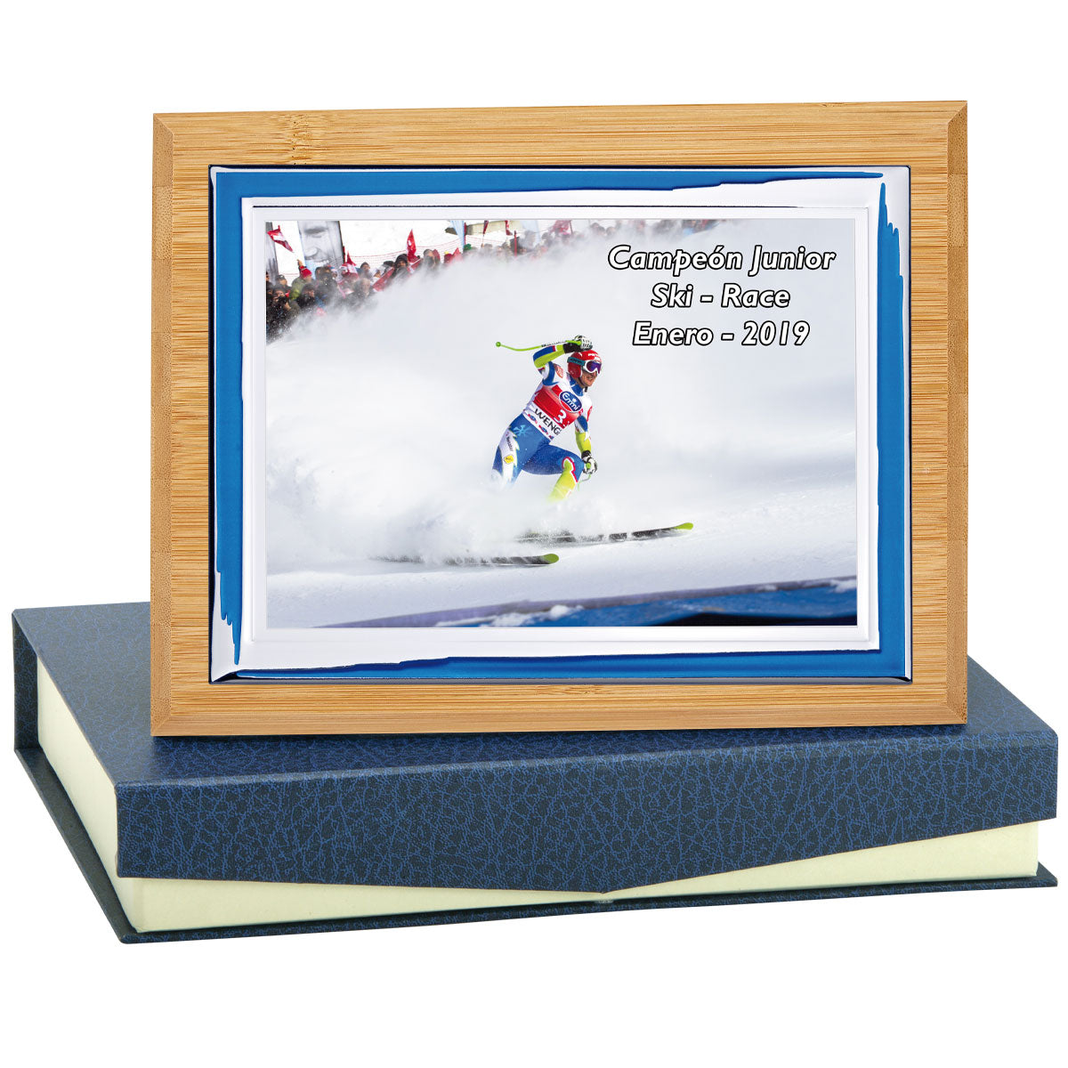 PLACA ALUMINIO CON MADERA DE BAMBÚ-INCLUYE ESTUCHE