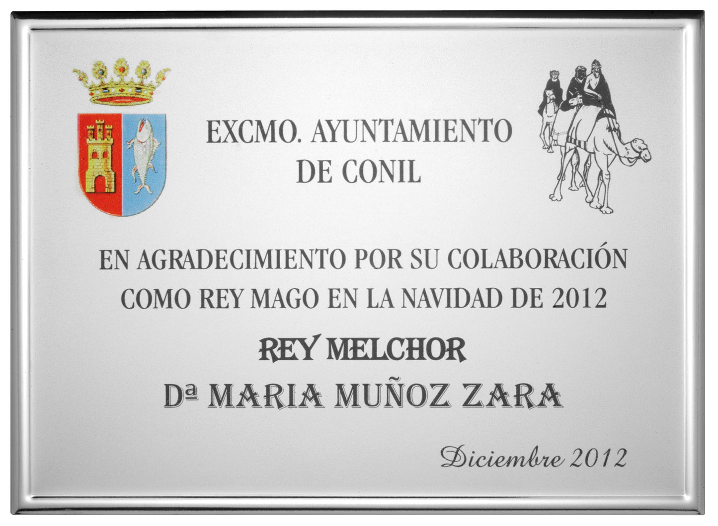 PLACA DE ALUMINIO PLATEADA BORDE