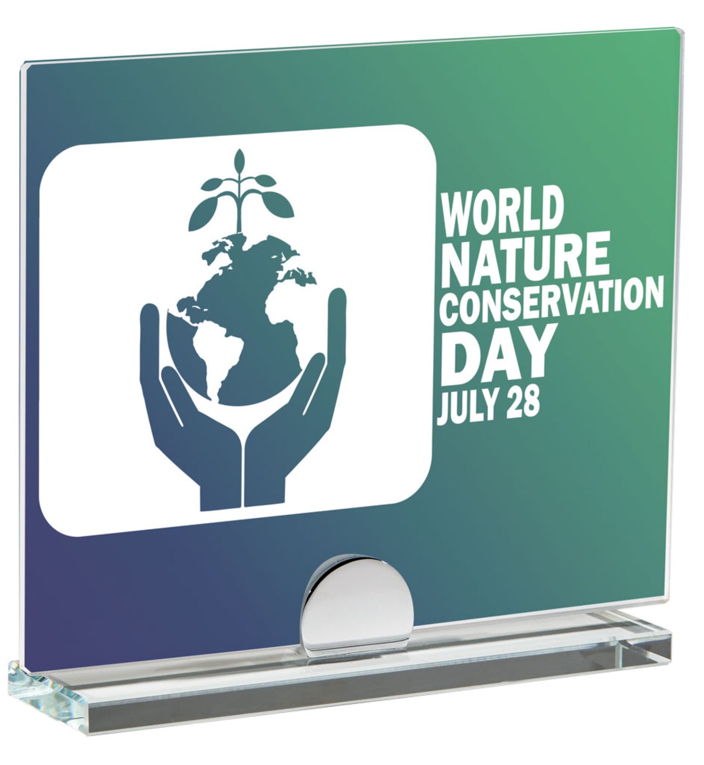 PLACA DE CRISTAL CON PEANA DE CRISTAL