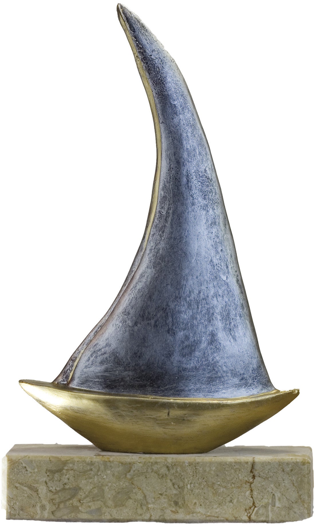 Trofeo barco vela azul en resina