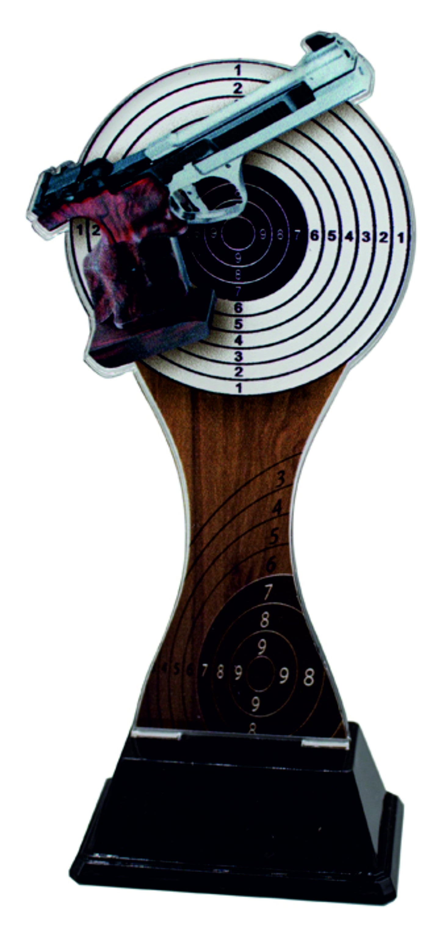 Trofeo tiro con pistola metacrilato a color