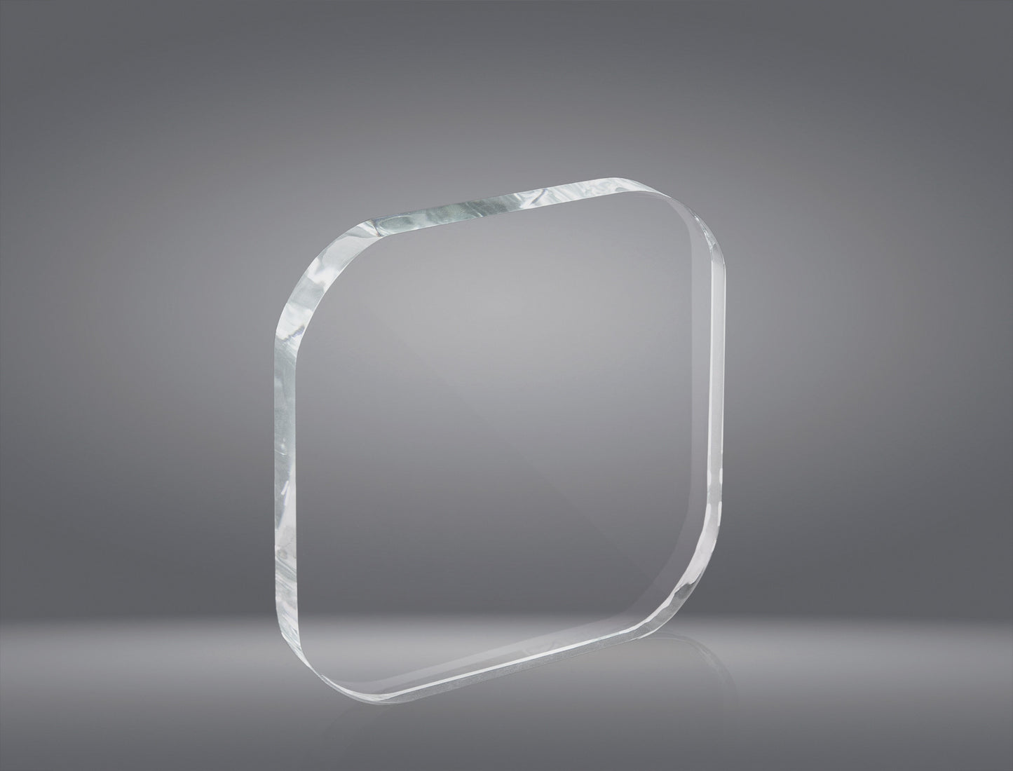 TROFEO CRISTAL CUADRADO CON BORDES REDONDOS