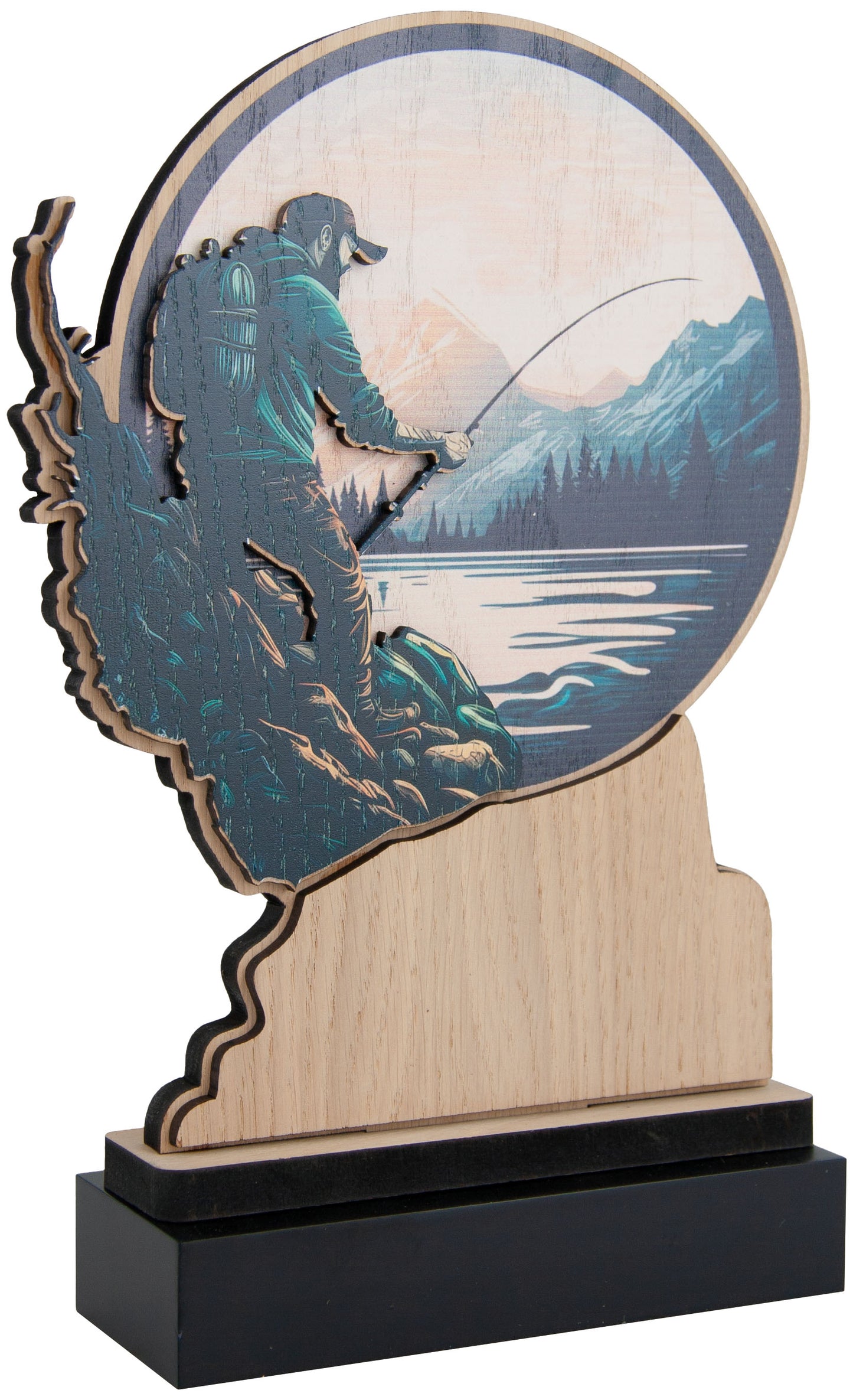 TROFEO PESCADOR MADERA