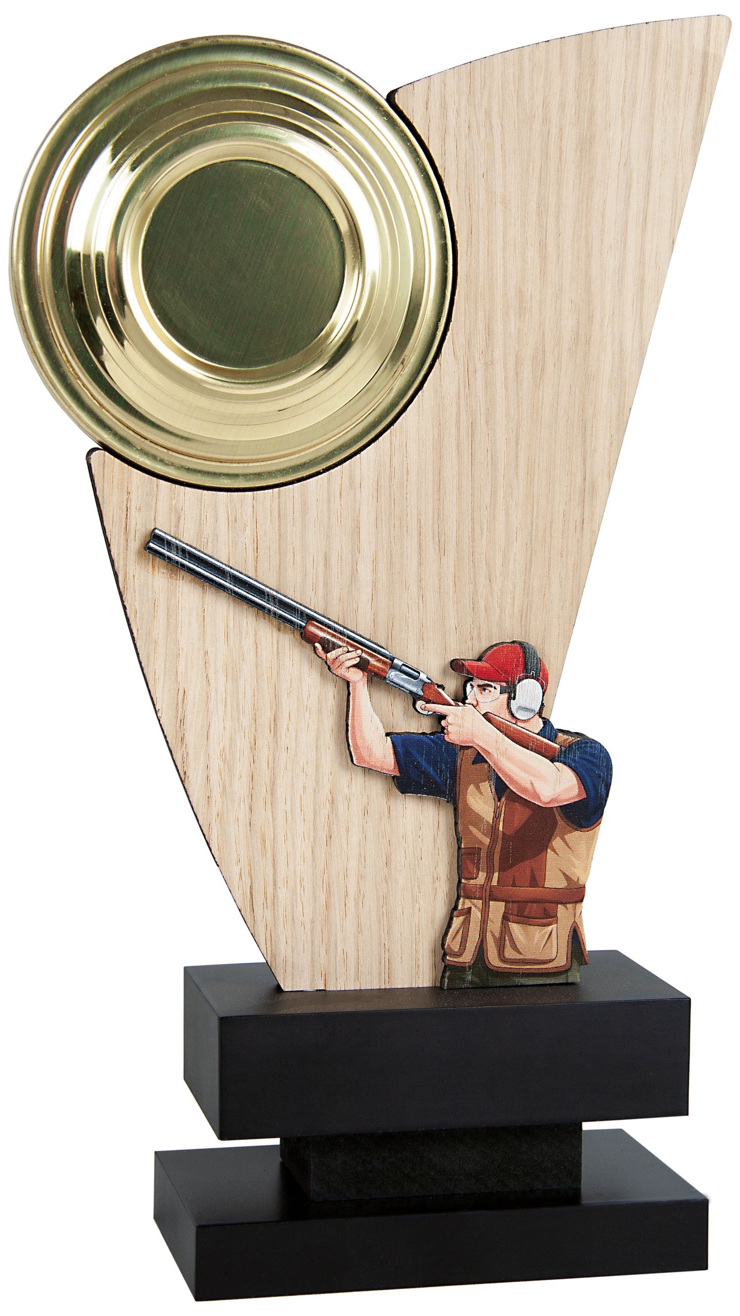 TROFEO TIRO AL PLATO DE MADERA