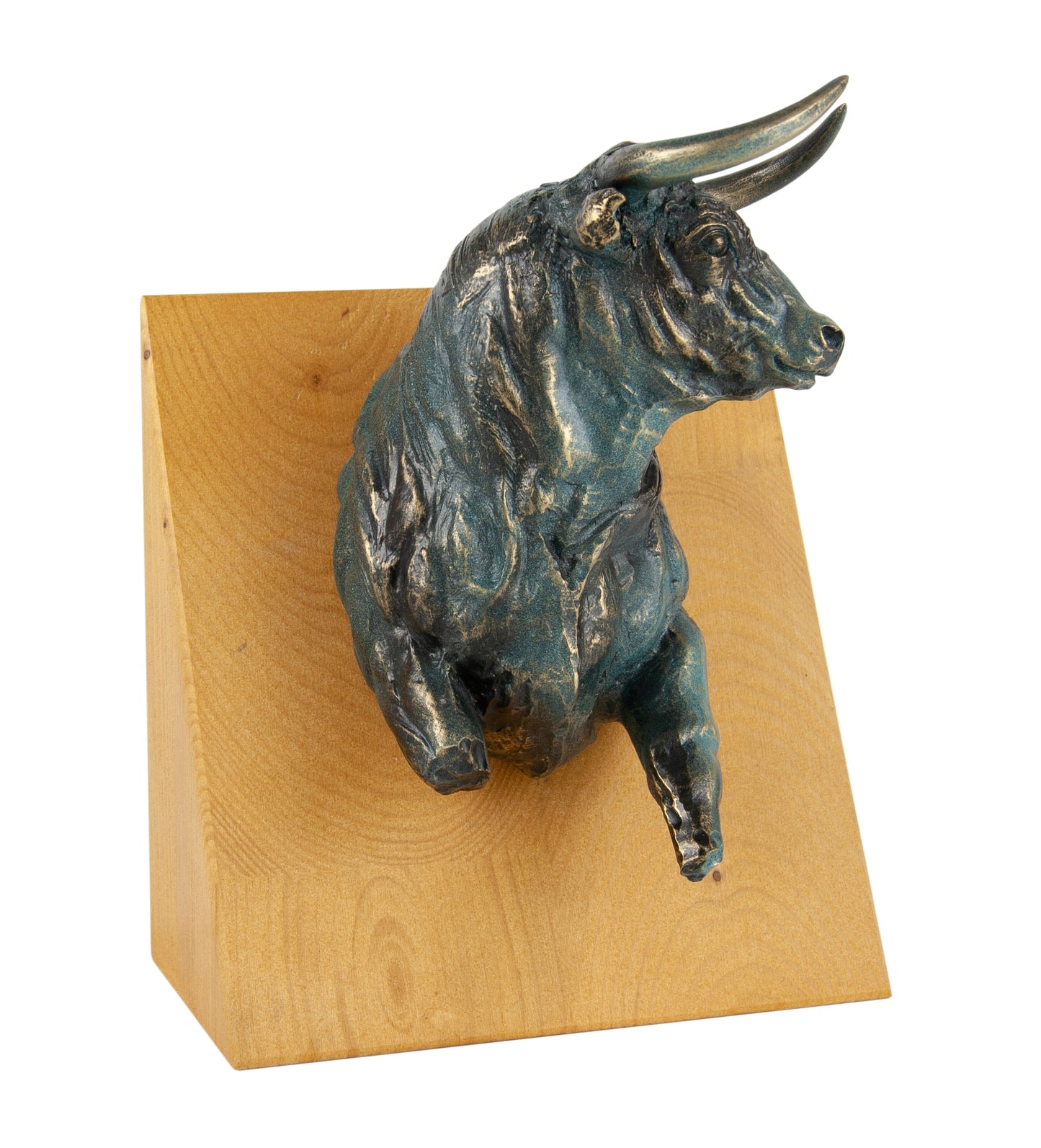 BUSTO TORO SOBRE CUÑA MADERA