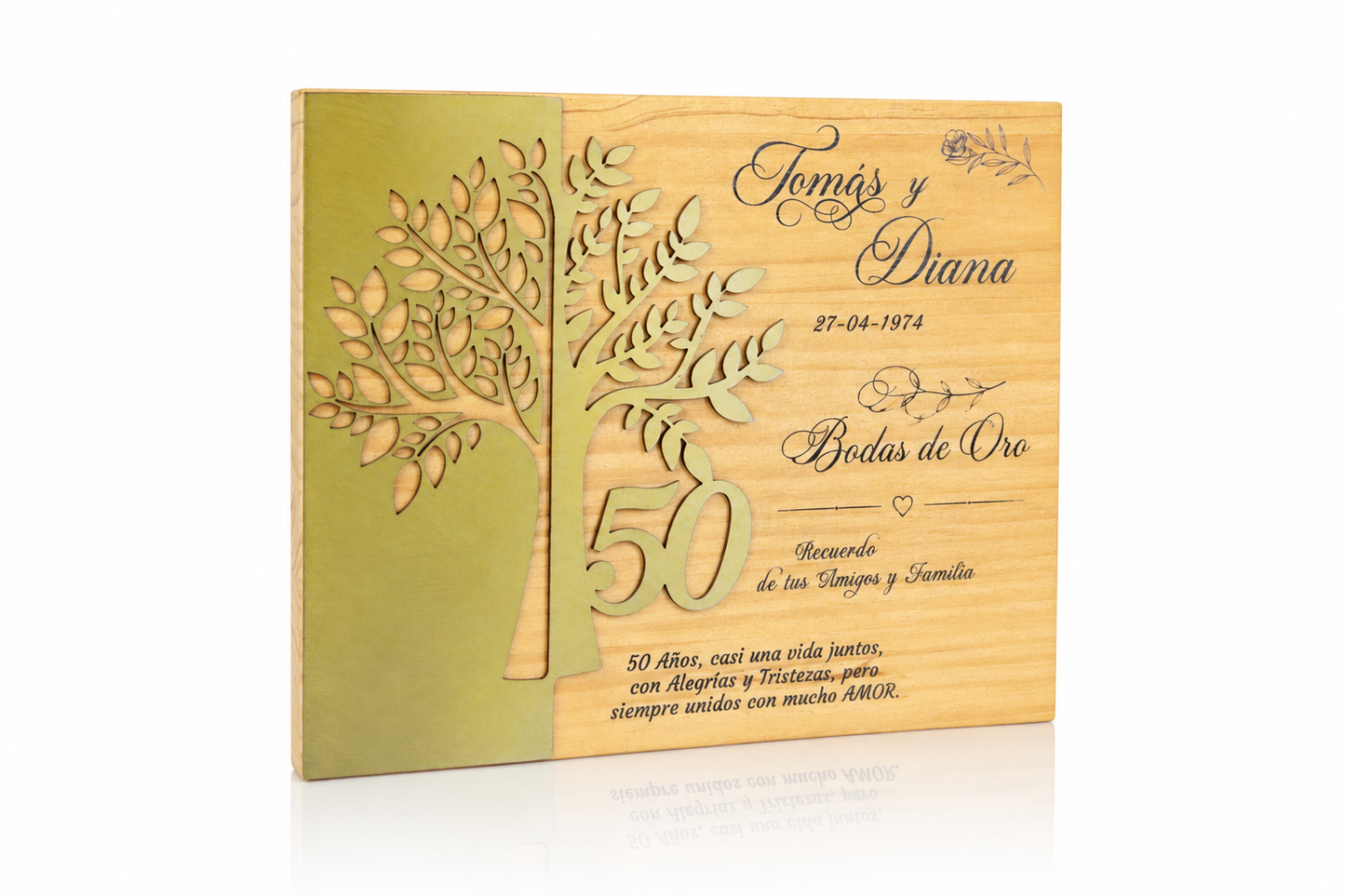 PLACA DE MADERA Y METAL ANIVERSARIO