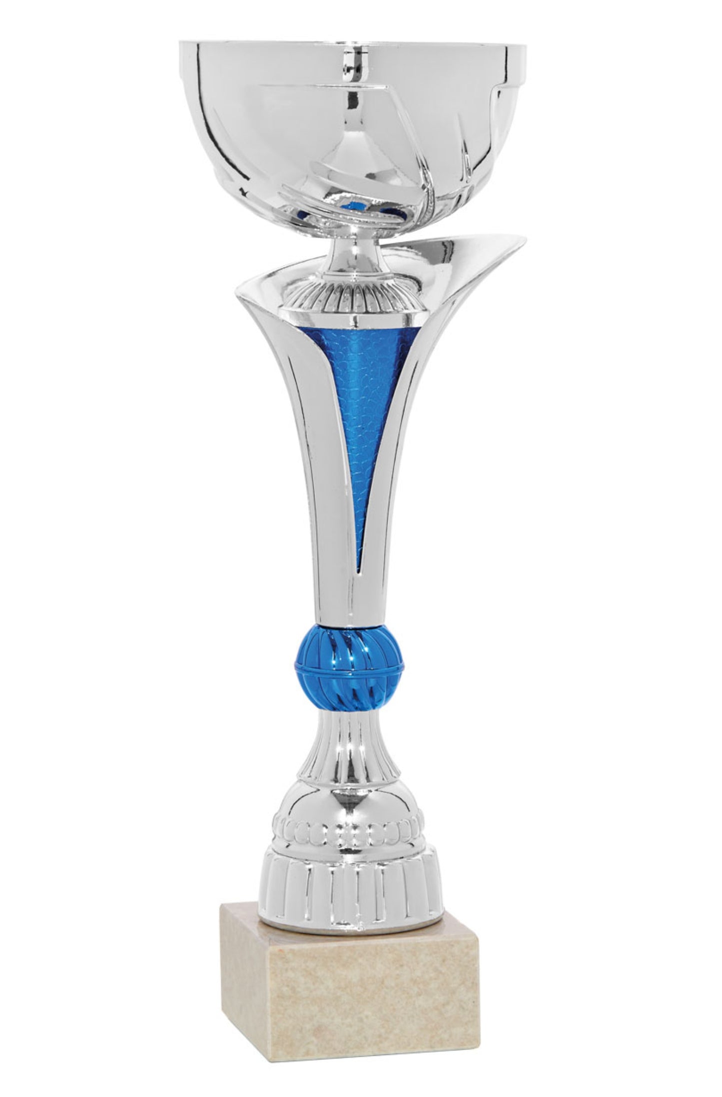 COPA PLATEADA CON DETALLE AZUL