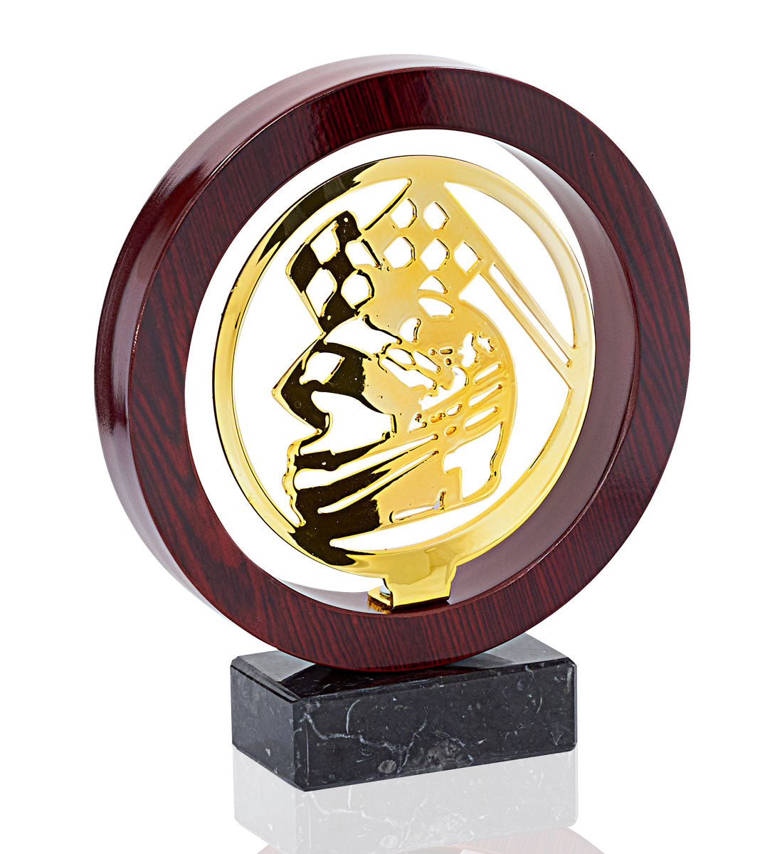 TROFEO DE METAL Y MADERA MOTOR