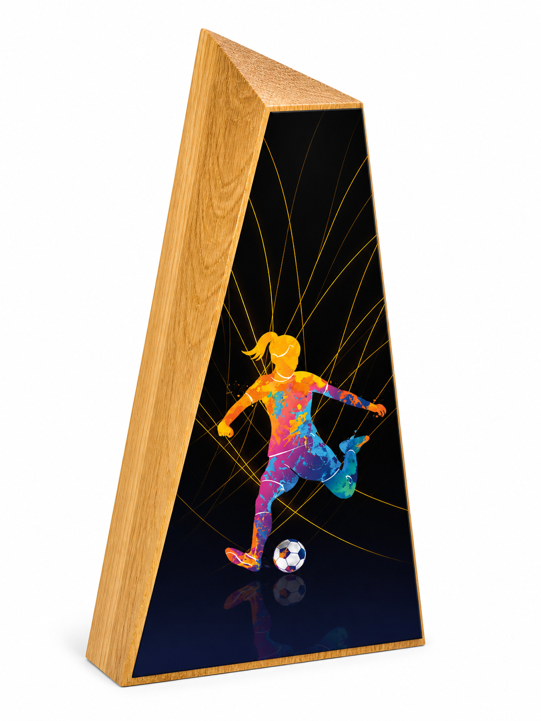 TROFEO FÚTBOL FEMENINO MADERA DE TECA