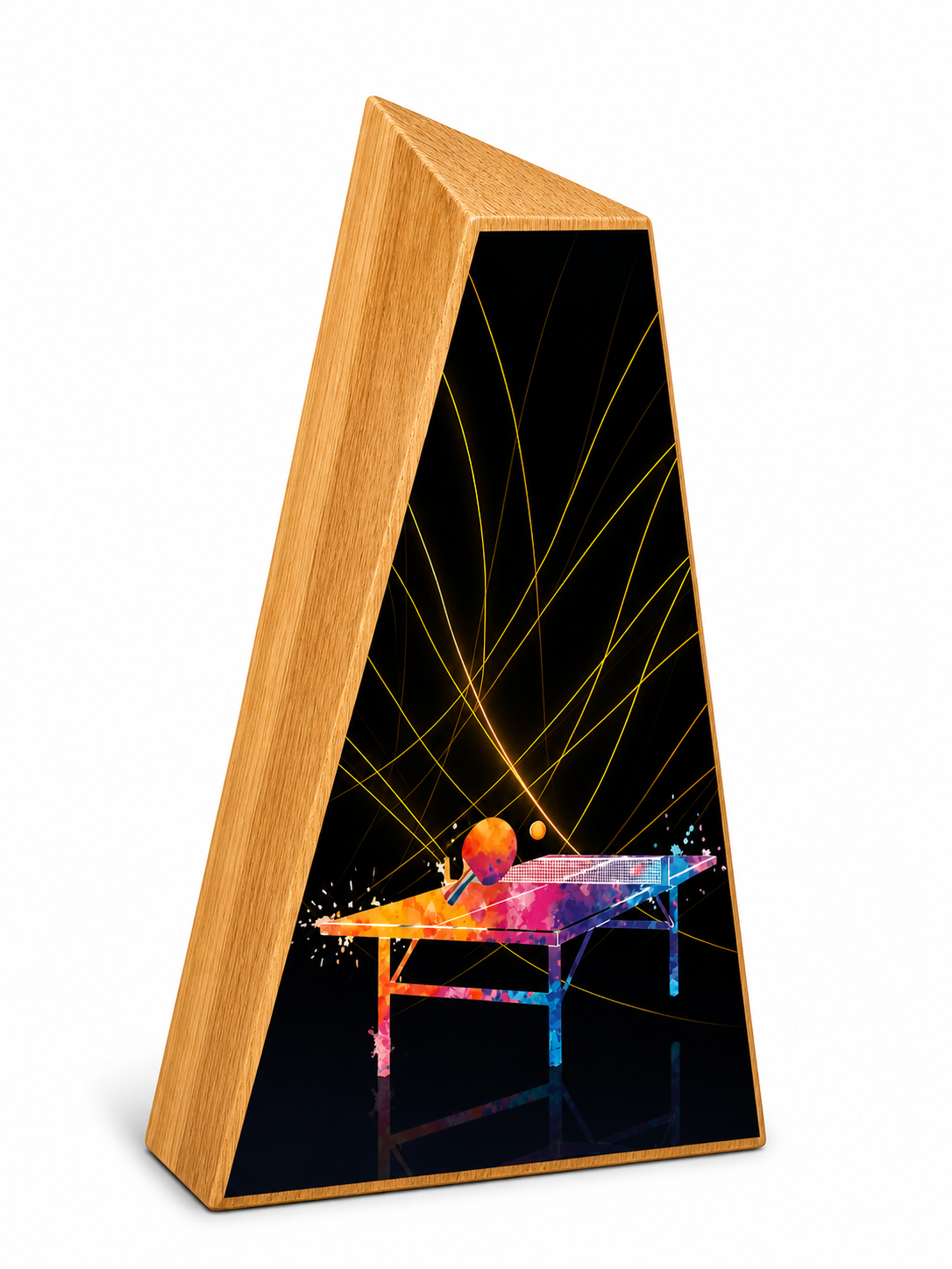 TROFEO PING PONG DE MADERA DE TECA