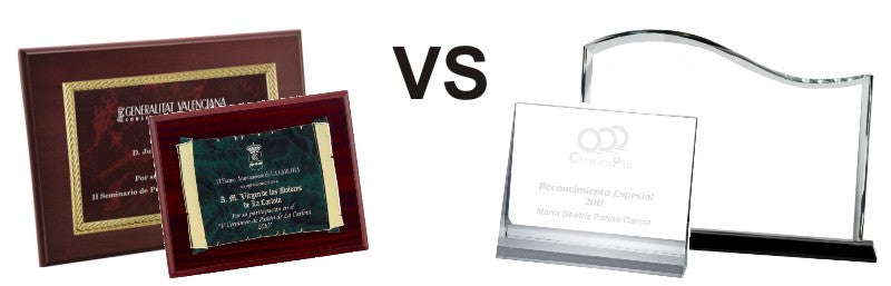 Placas Homenaje VS Trofeos de Cristal