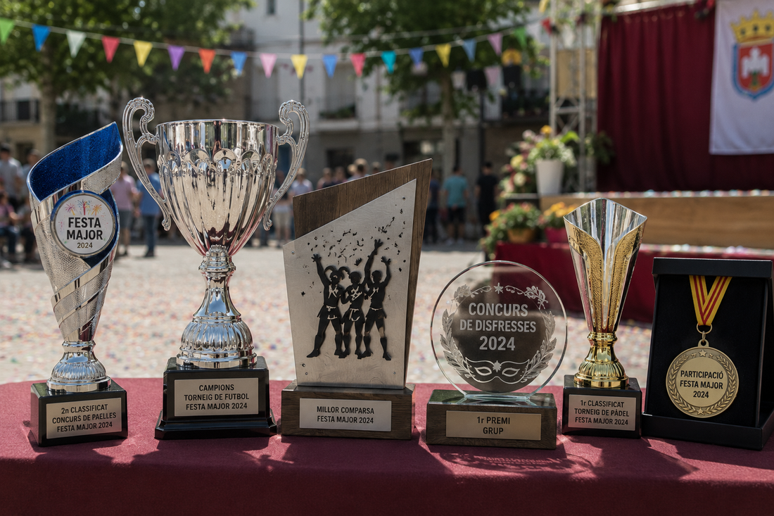 Trofeos para Fiestas Mayores: copas, medallas y placas personalizadas para cualquier celebración
