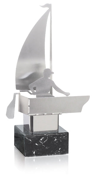 TROFEO VELA DE METAL PLATEADO