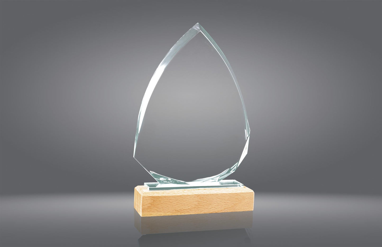 TROFEO CRISTAL CON PEANA DE MADERA