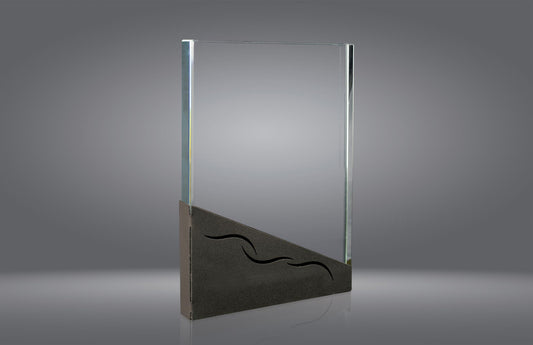 TROFEO DE CRISTAL CON DETALLE DE METAL