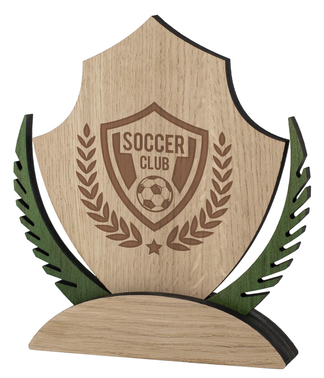 TROFEO MADERA CON DETALLE VERDE