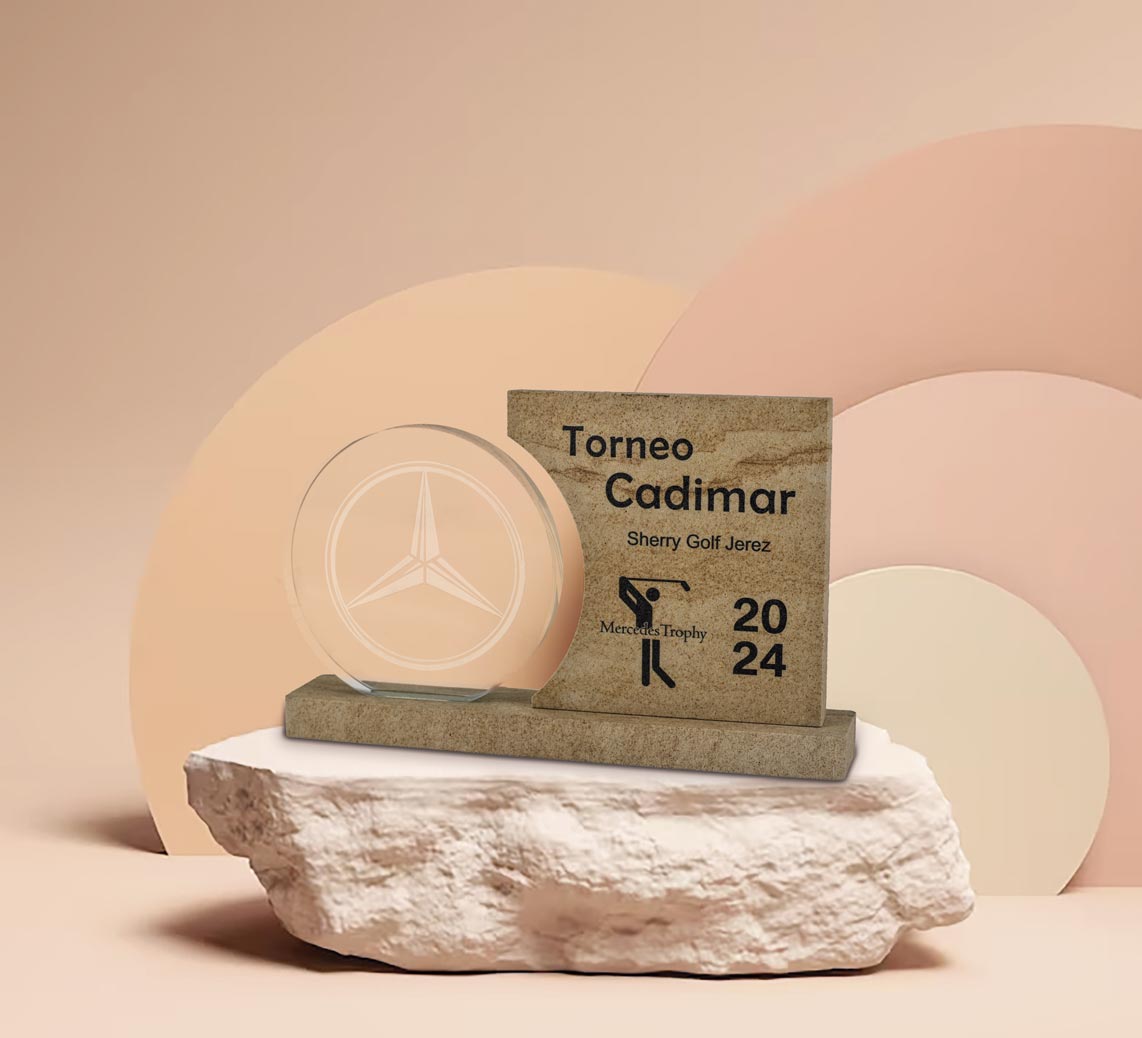 TROFEO PIEDRA Y CRISTAL DISEÑO