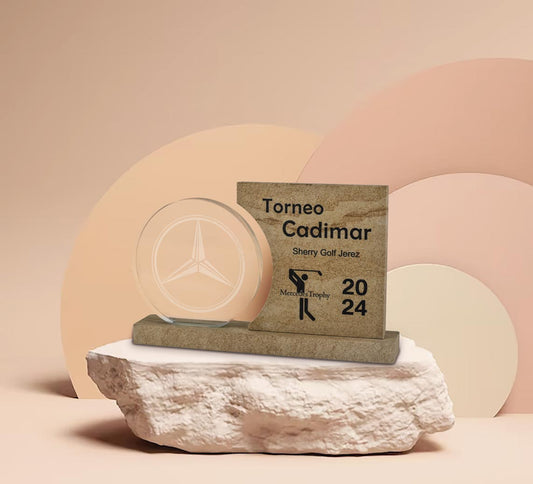 TROFEO PIEDRA Y CRISTAL DISEÑO