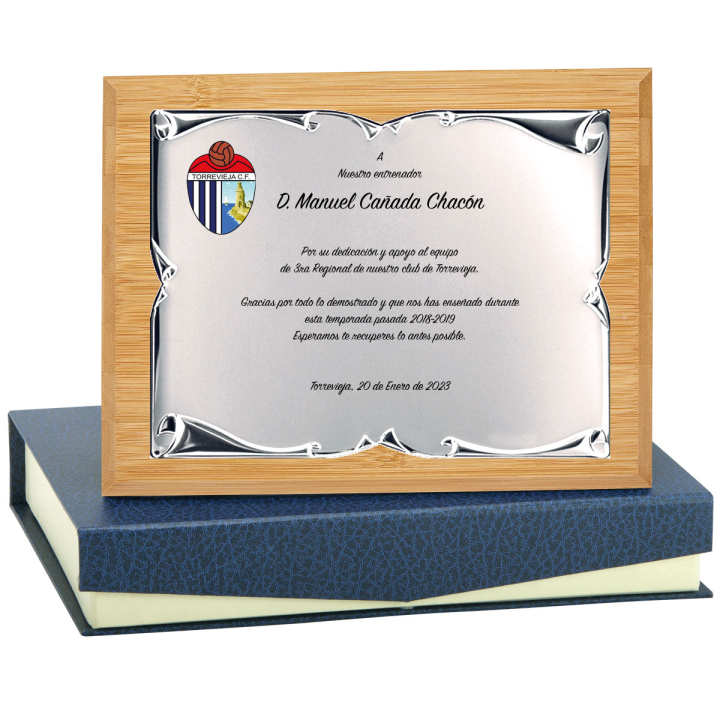 PLACA PERGAMINO CON MADERA DE BAMBÚ-INCLUYE ESTUCHE