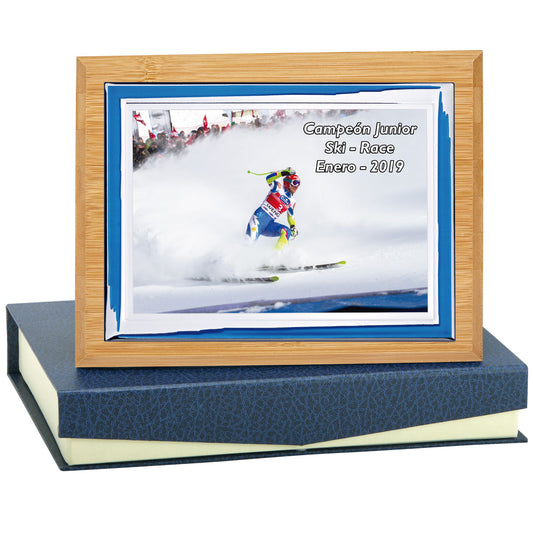 PLACA ALUMINIO CON MADERA DE BAMBÚ-INCLUYE ESTUCHE