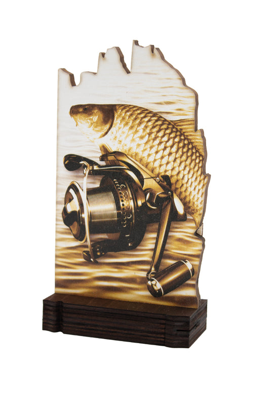 TROFEO DE MADERA PESCA