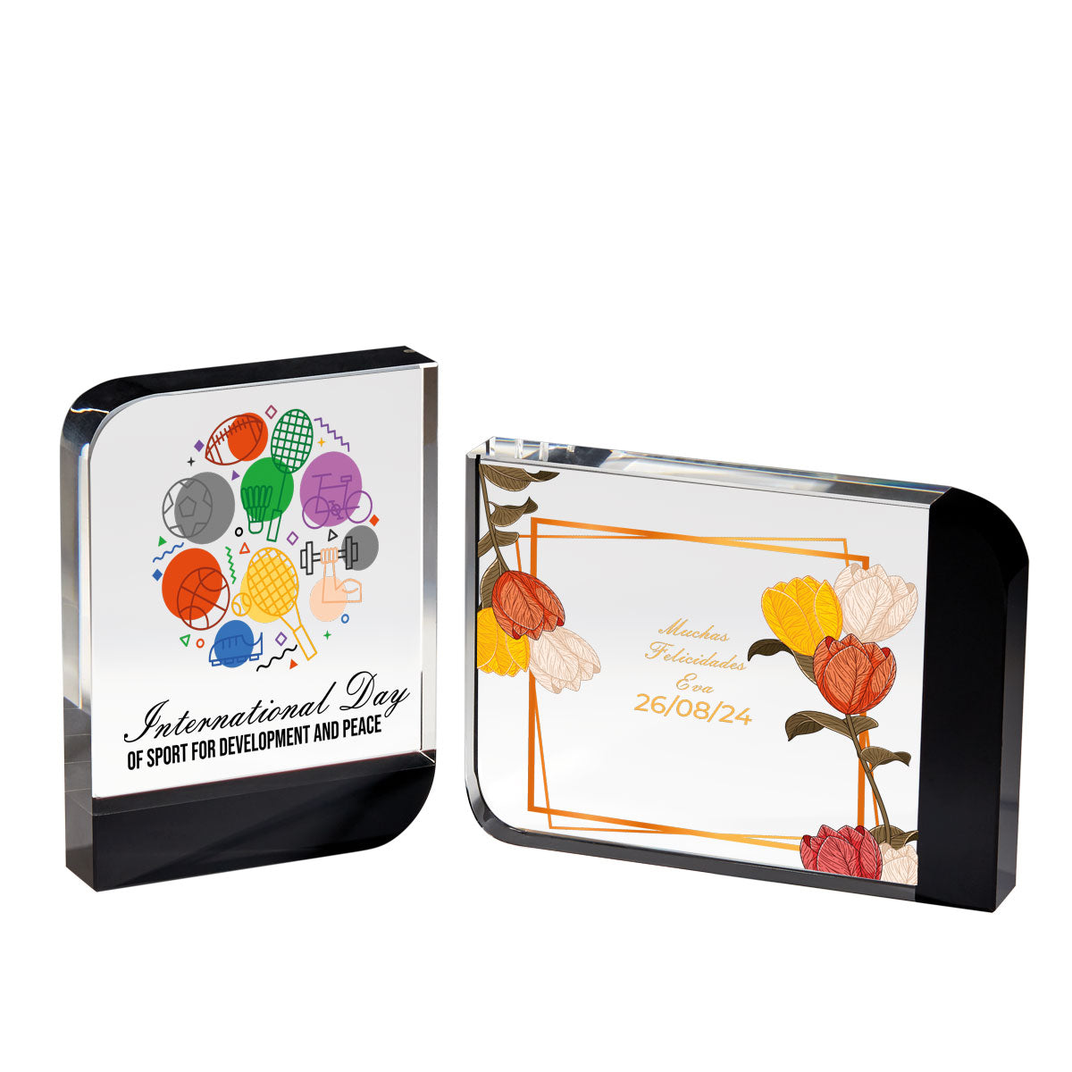 TROFEO CRISTAL CON DETALLE NEGRO