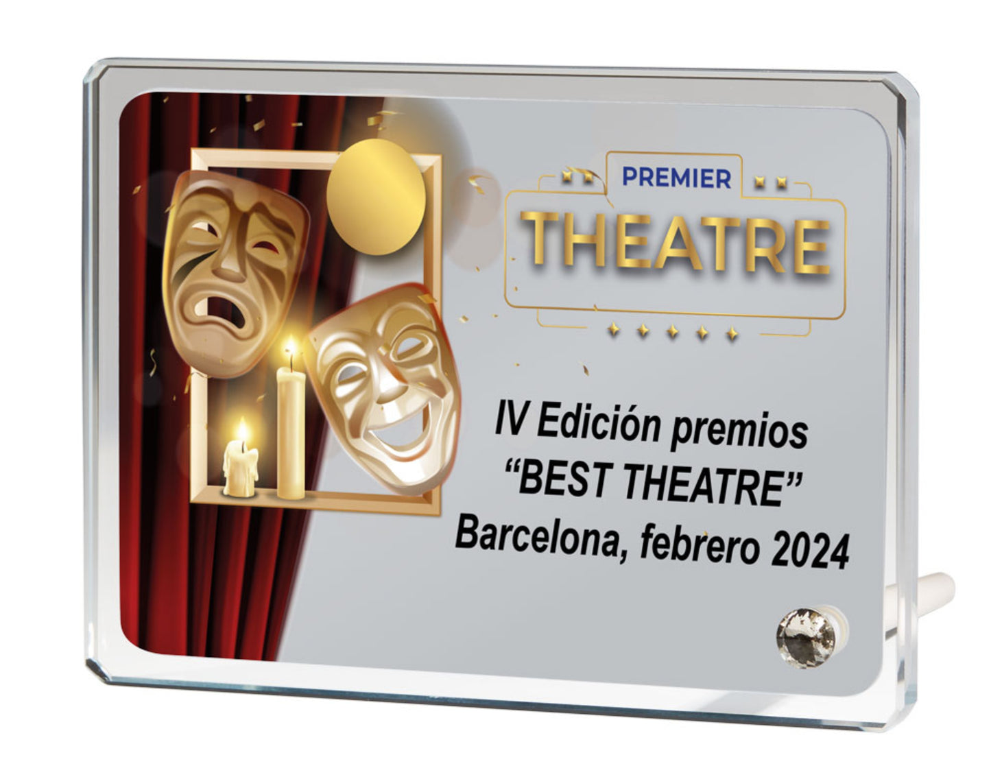 PLACA DE CRISTAL CON SOPORTE