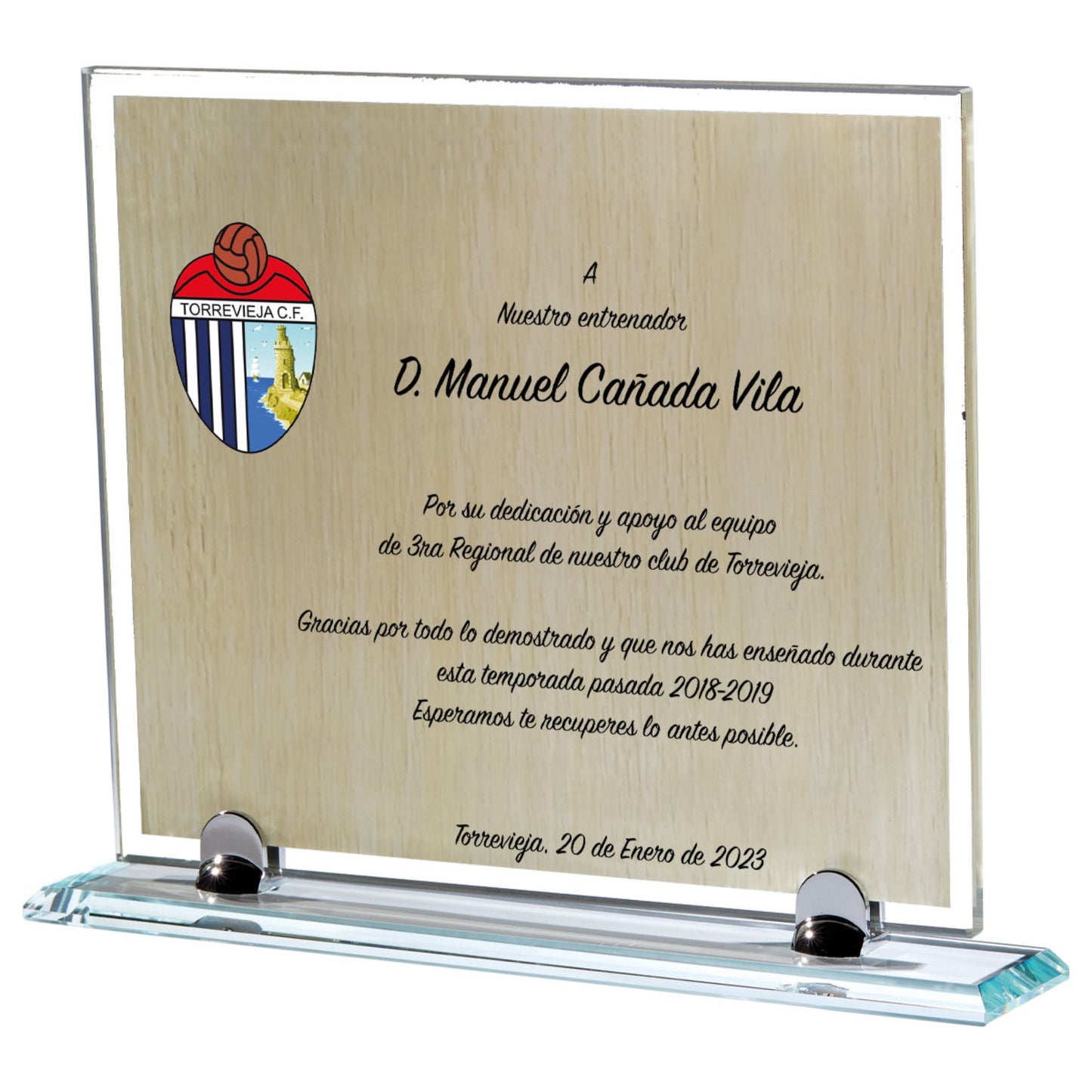 PLACA CRISTAL A COLOR CON FONDO