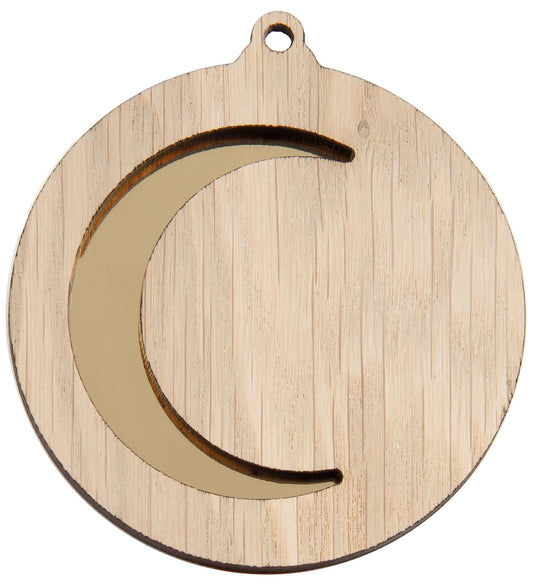 MEDALLA DE MADERA LUNA