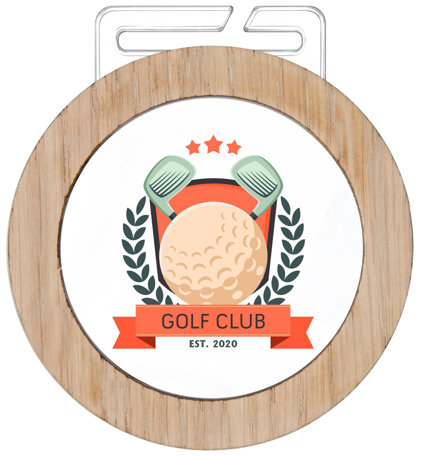 MEDALLA PERSONALIZABLE DE METACRILATO Y MADERA