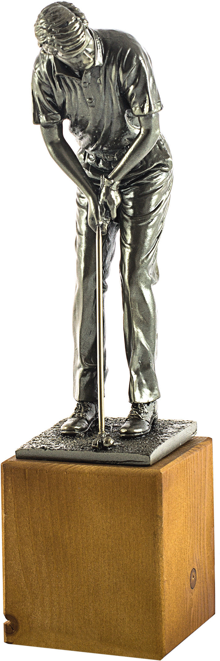 TROFEO FIGURA GOLF CON PEANA MADERA