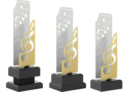 TROFEO DE MÚSICA CON DISEÑO DE METAL
