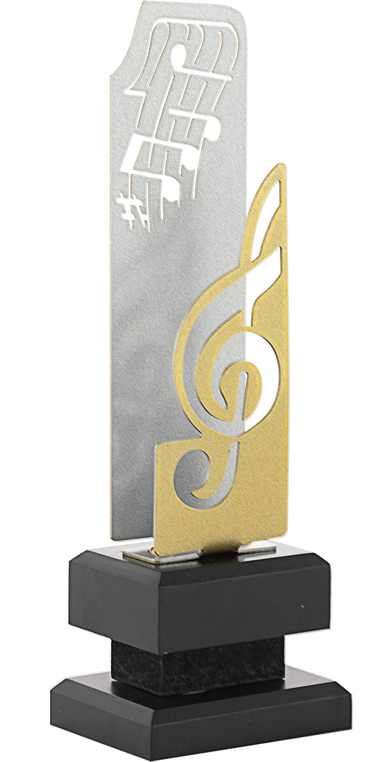 TROFEO DE MÚSICA CON DISEÑO DE METAL