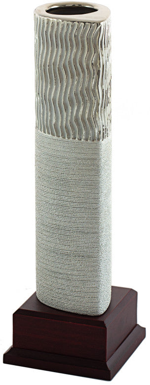 COPA CERÁMICA ABSTRACTA CON PEANA  DE MADERA