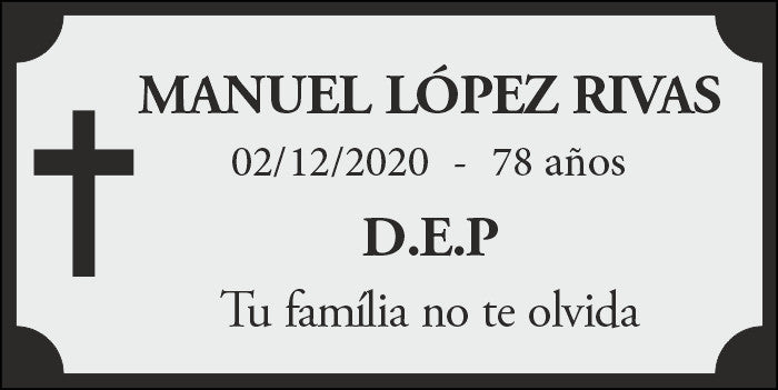 Placa cementerio 10x5cm