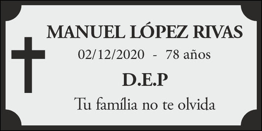 Placa cementerio 10x5cm