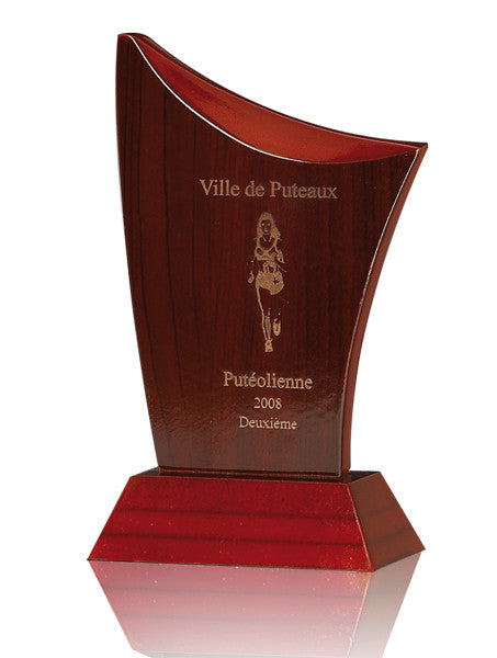 TROFEO MADERA CON ADORNO MARRÓN