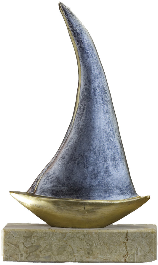 Trofeo barco vela azul  en resina