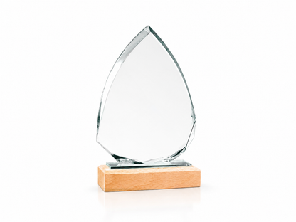 TROFEO CRISTAL CON PEANA DE MADERA