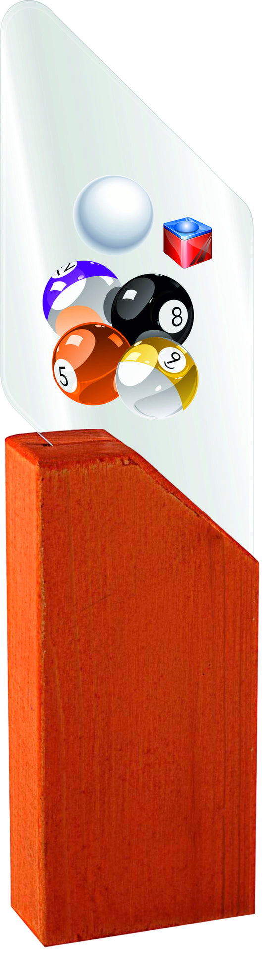 TROFEO BILLAR DE METACRILATO Y MADERA