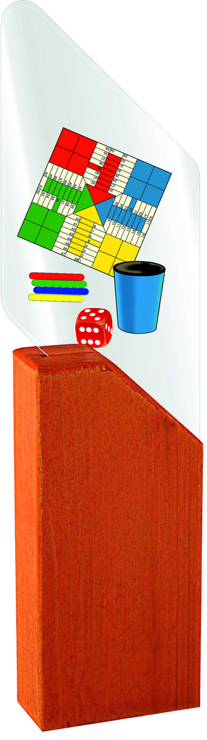 TROFEO PARCHÍS DE METACRILATO Y MADERA