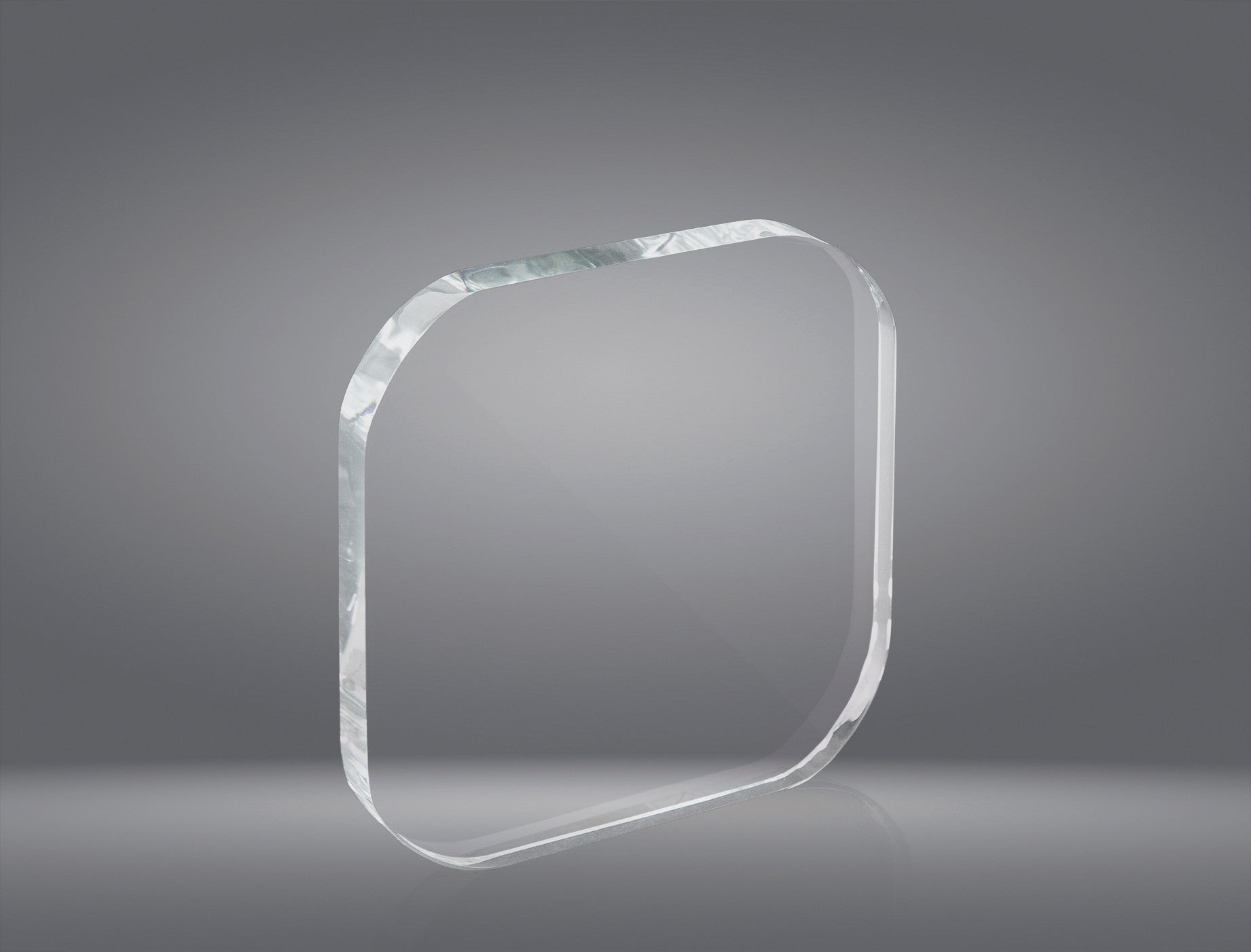 TROFEO CRISTAL CUADRADO CON BORDES REDONDOS