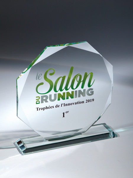 TROFEO DE CRISTAL FORMA OCTAGONAL