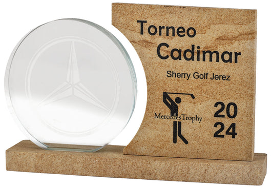 TROFEO PIEDRA Y CRISTAL DISEÑO