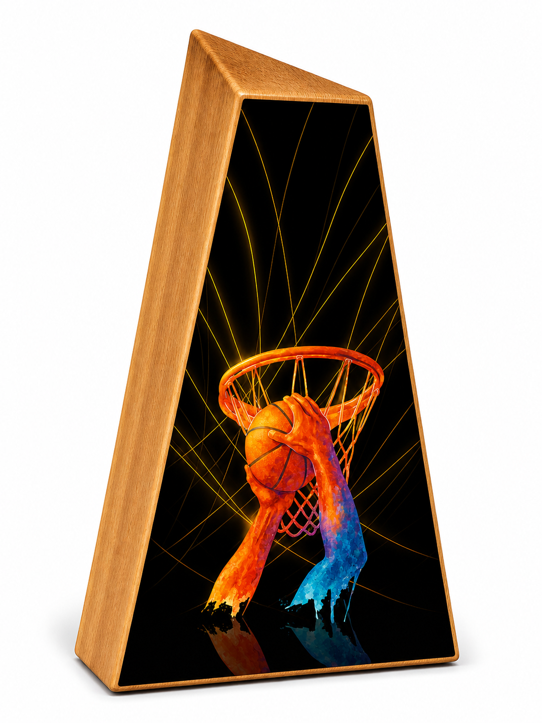 TROFEO BALONCESTO DE MADERA DE TECA