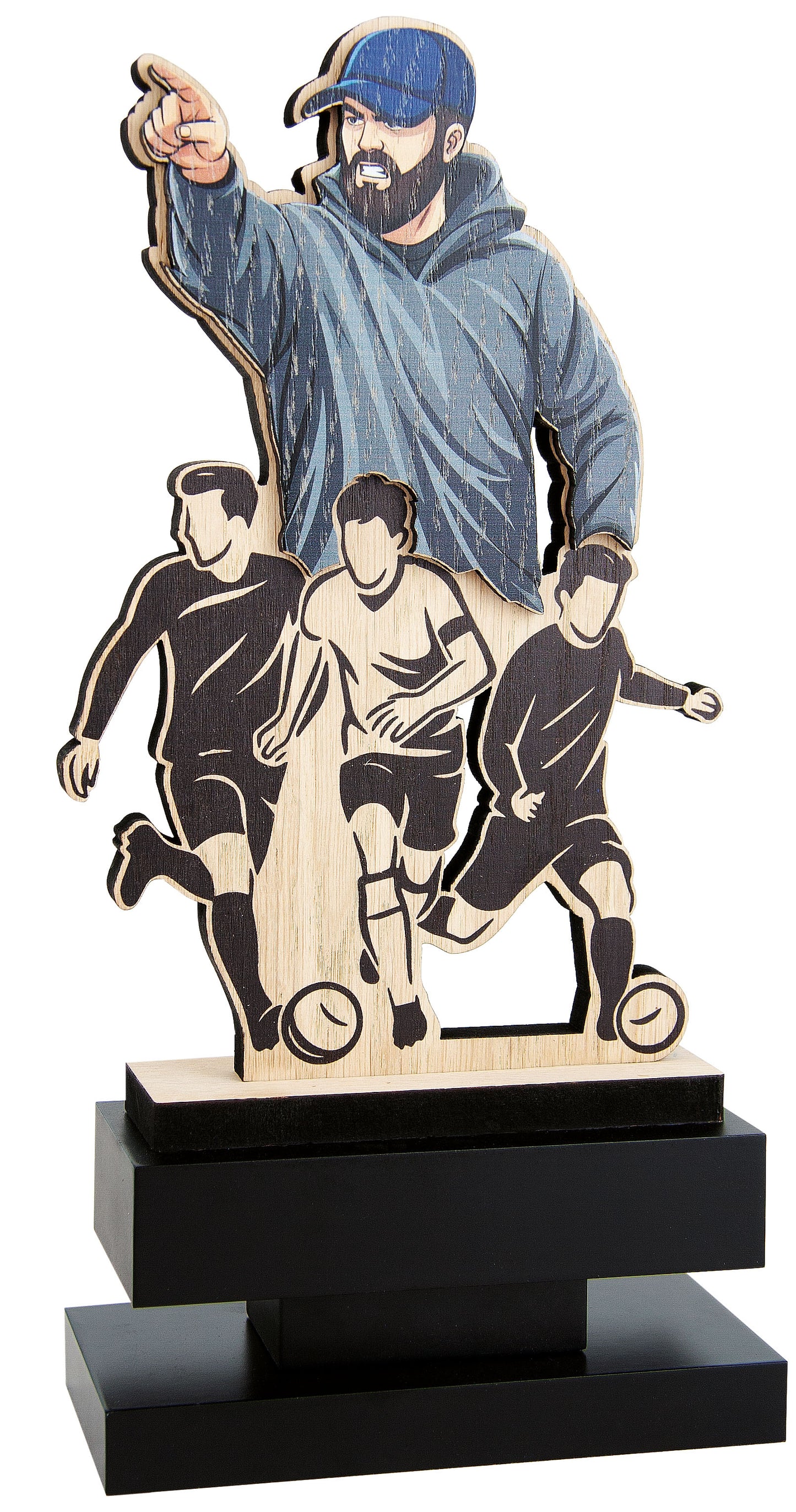 TROFEO ENTRENADOR DE MADERA A COLOR