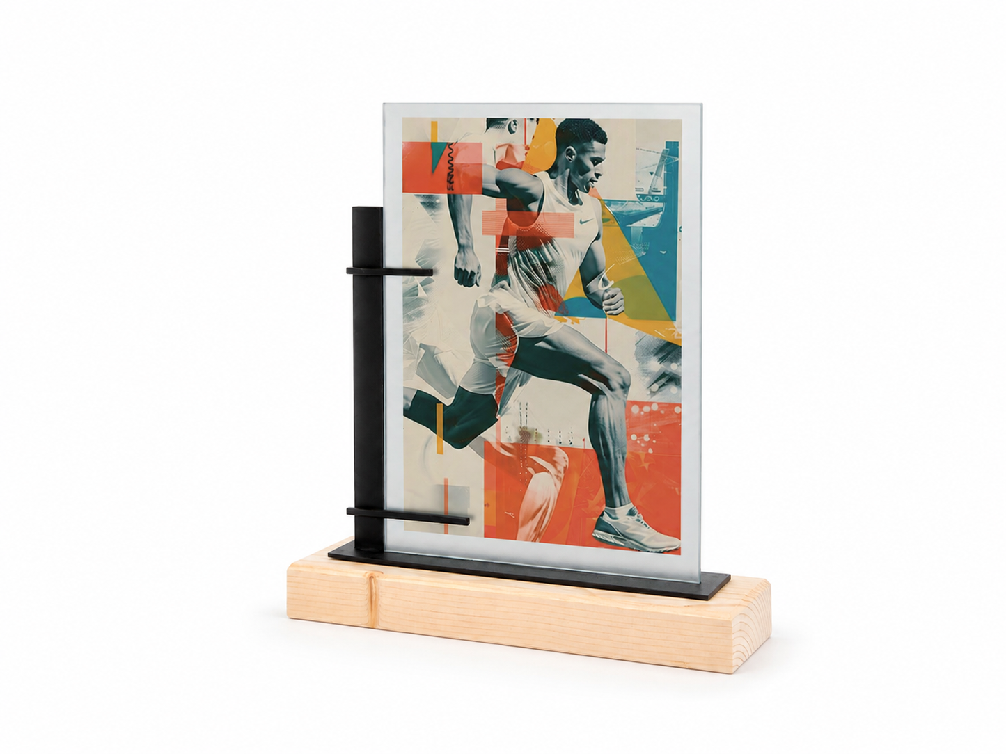 TROFEO CRISTAL Y METAL VERTICAL