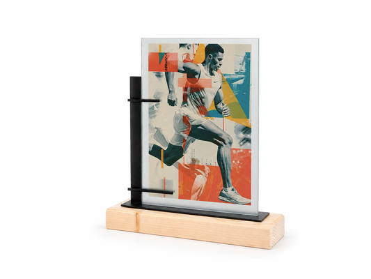 TROFEO CRISTAL Y METAL VERTICAL