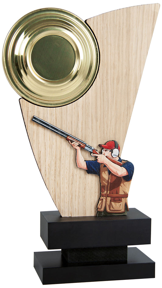 TROFEO TIRO AL PLATO DE MADERA